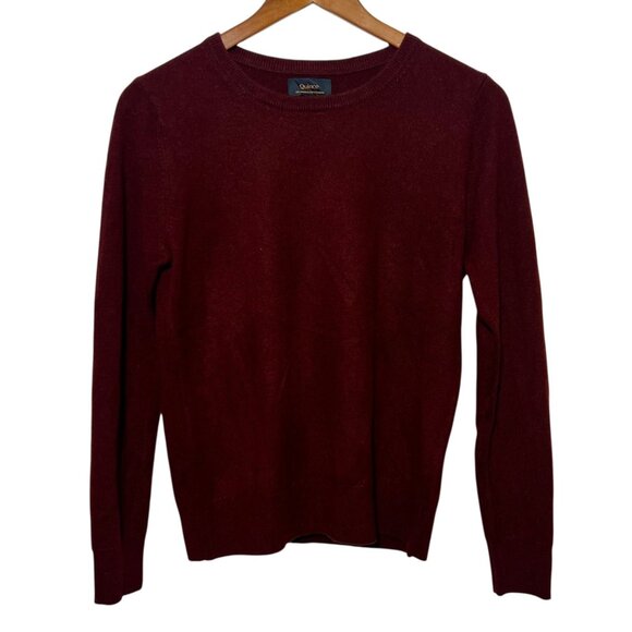 Quince Cashmere Burgundy Brown Red Sweater Minimalist Soft Girl Preppy Small - Picture 1 of 7